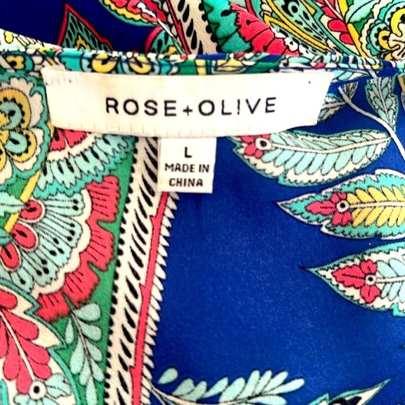 Asymmetrical Front Blouse Blue and Green - Picture 2 of 5